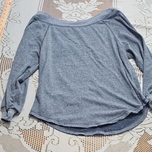 Wishlist Heathered Off-Shoulder Gray Sweatshirt